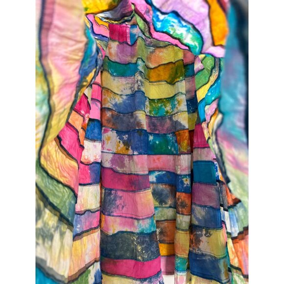 Serengeti Patchwork Tie Dye Maxi Skirt Womens XL Multicolor Boho Gypsy Festival - Picture 8 of 14